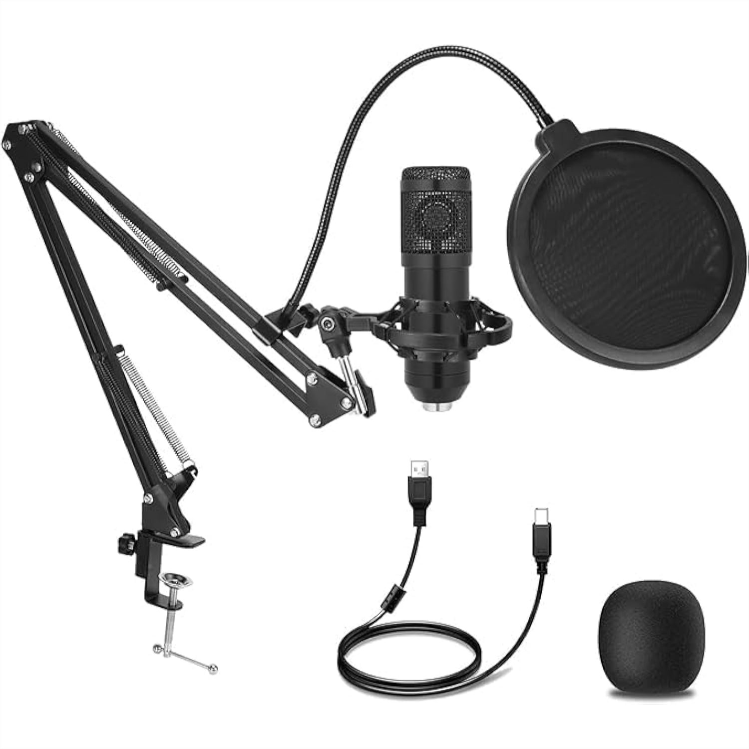 Streaming Mic Condenser - Condenser Microphone, Professional Cardioid USB Mic
