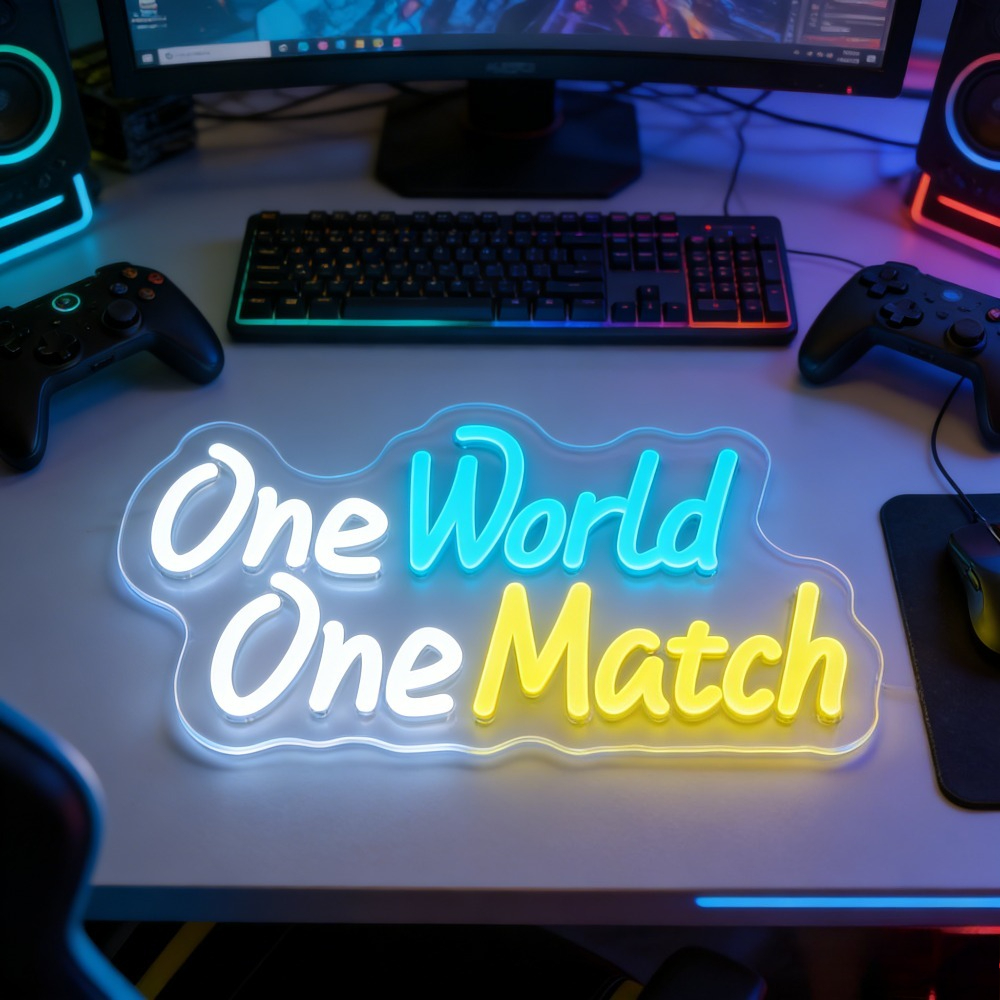 Esports Gaming Setup - One World One Match LED Neon