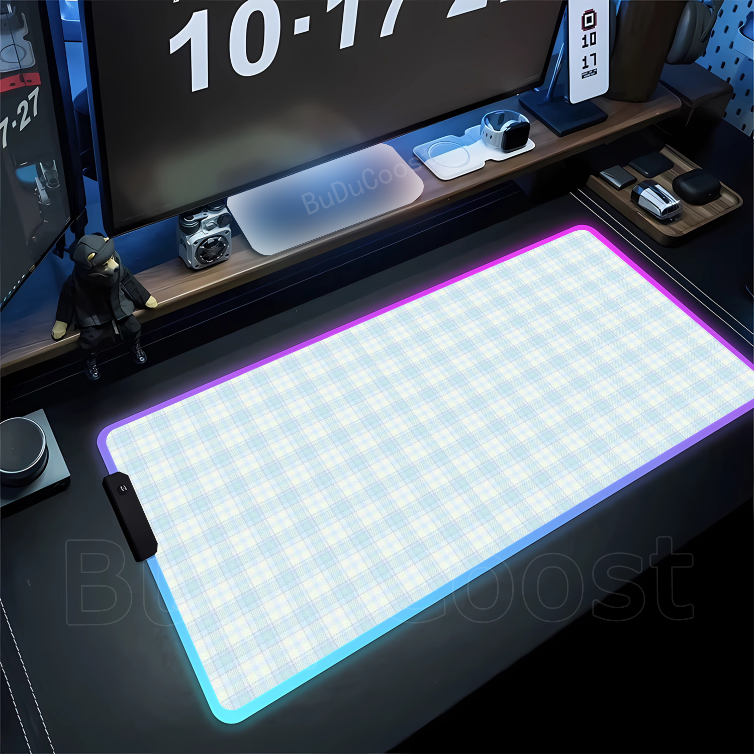 Esports Gaming Cabinet - RGB HD Plaid Pattern Mousepad DeskPad