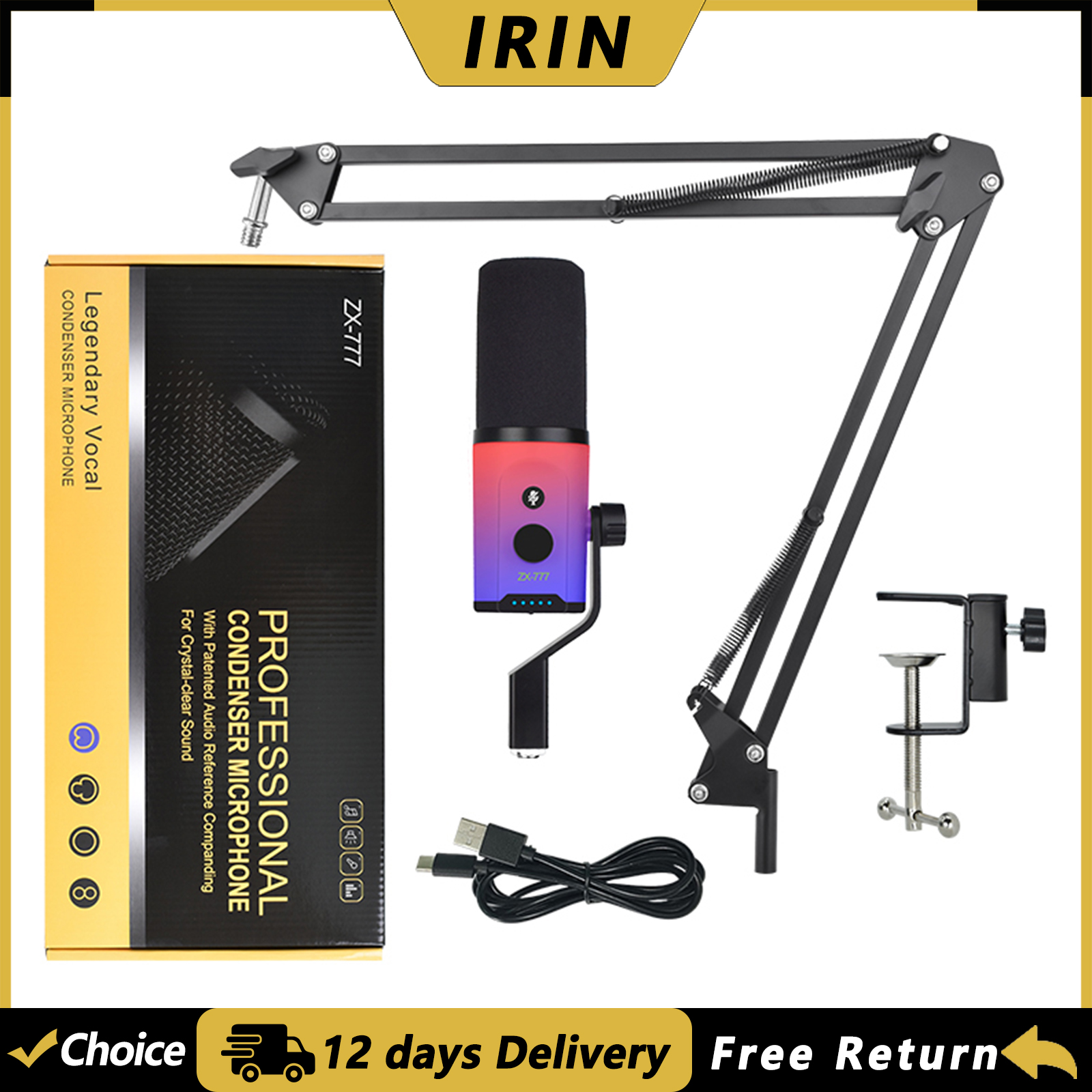 Streaming Mic Condenser - IRIN ZX-777 PRO Condenser Microphone XLR