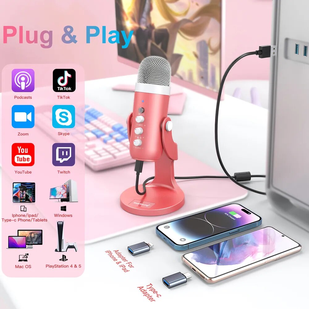 Haomuren USB Condenser Microph - Streaming Mic Condenser のレビューと価格