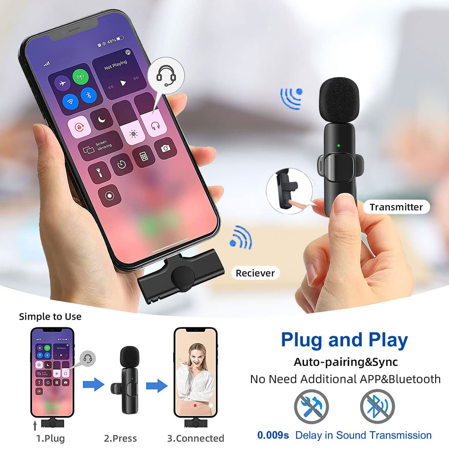 Wireless Lavalier Microphone M - Streaming Mic Condenser のレビューと価格