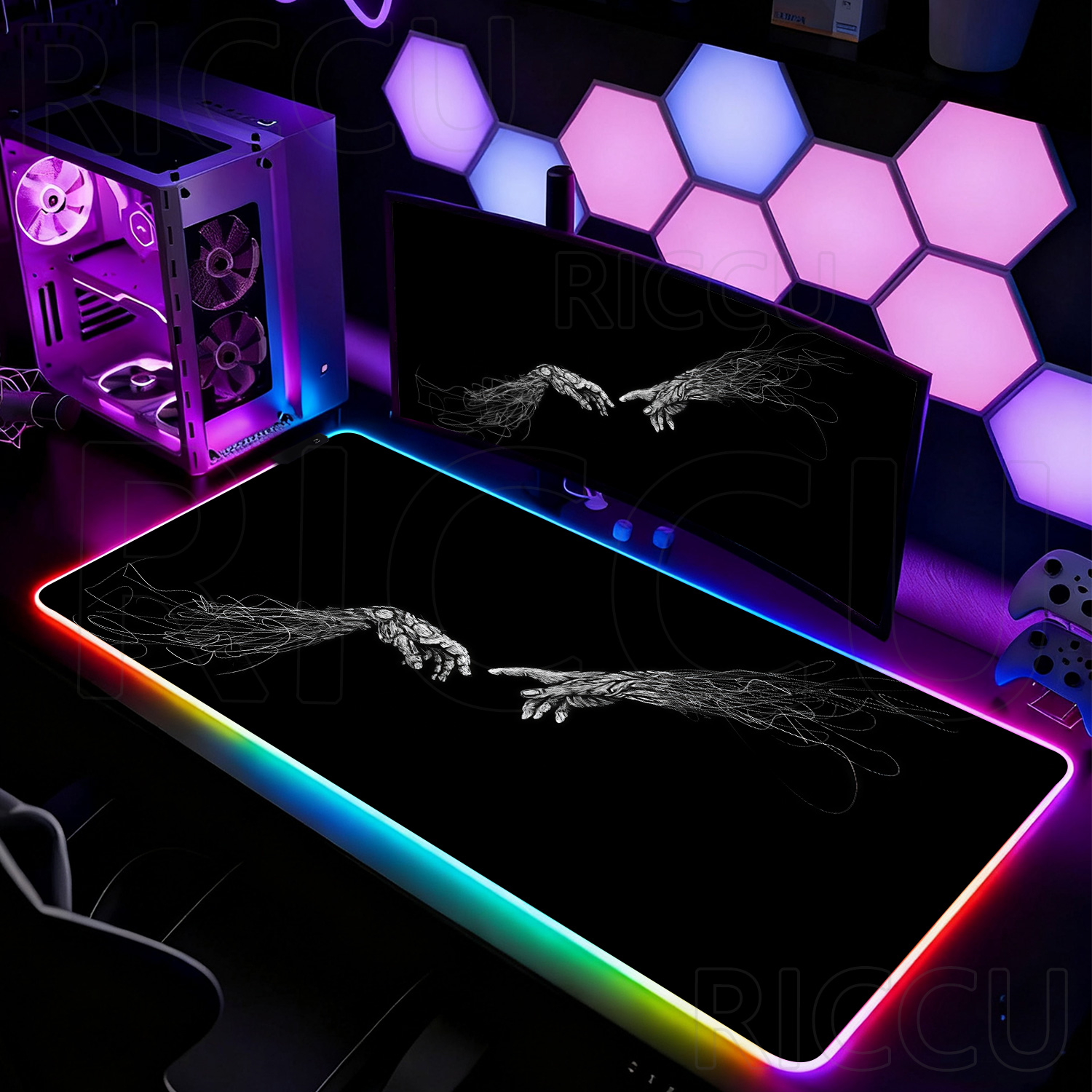 RGB XXL HD Large Black White G - Esports Gaming Setup のレビューと価格