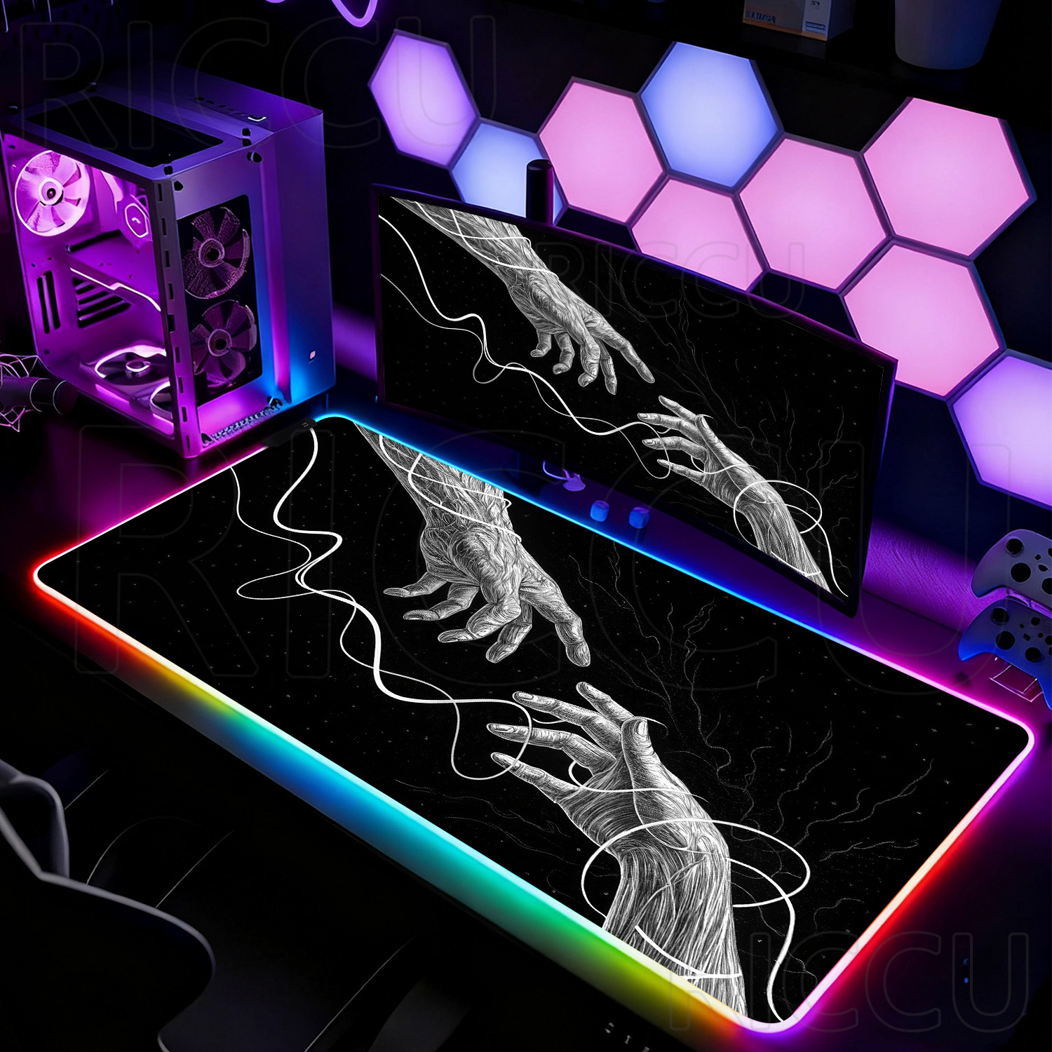RGB XXL HD Large Black White G - Esports Gaming Setup のレビューと価格